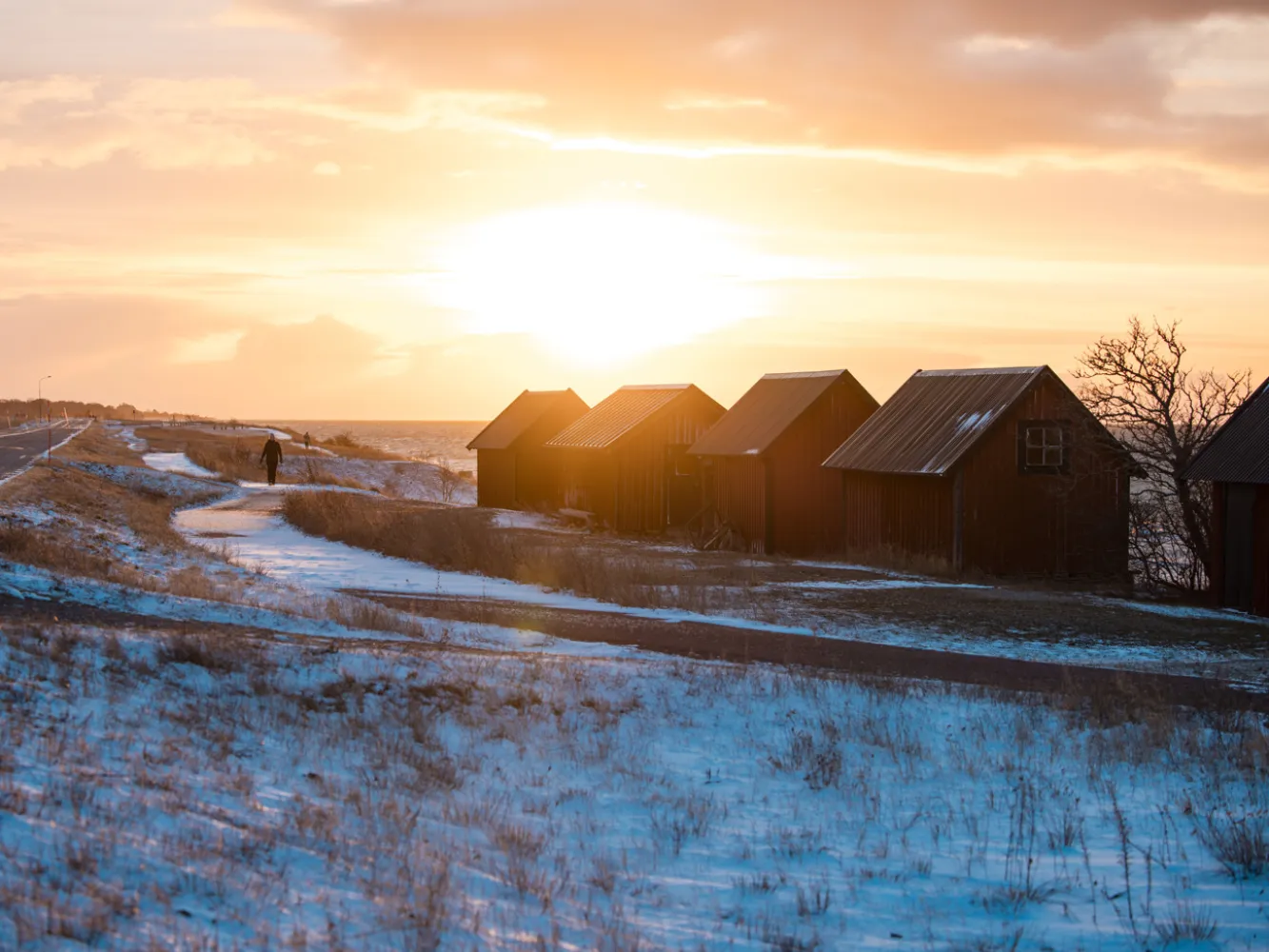 Solnedgång en vinterdag i Byxelkrok