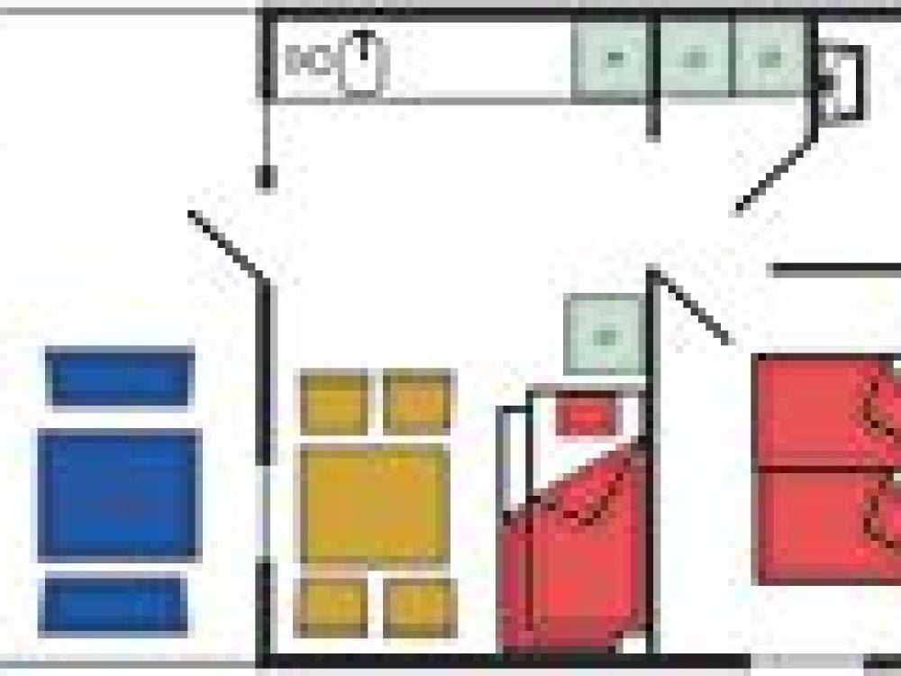 Stuga Typ 1 (4 bäddar, 29 m², WC/dusch, husdjur ej tillåtna)