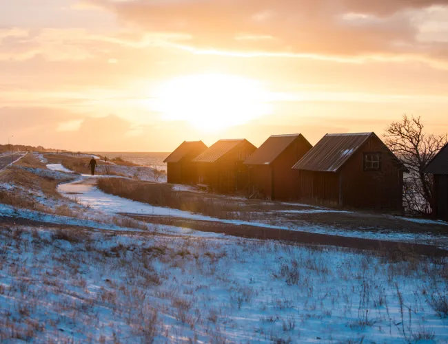 Solnedgång en vinterdag i Byxelkrok