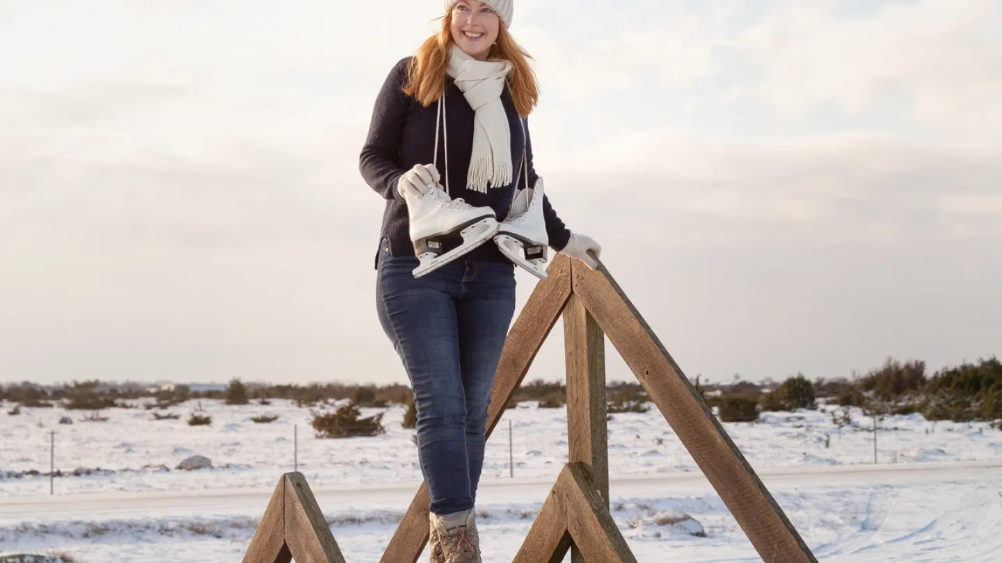 Vinterutflykt med Helena. Skridskoåkning på alvaret.